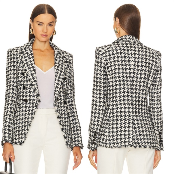 NWOT Veronica beard miller dickey houndstooth blazer frayed hem NO OFFERS - Picture 4 of 13